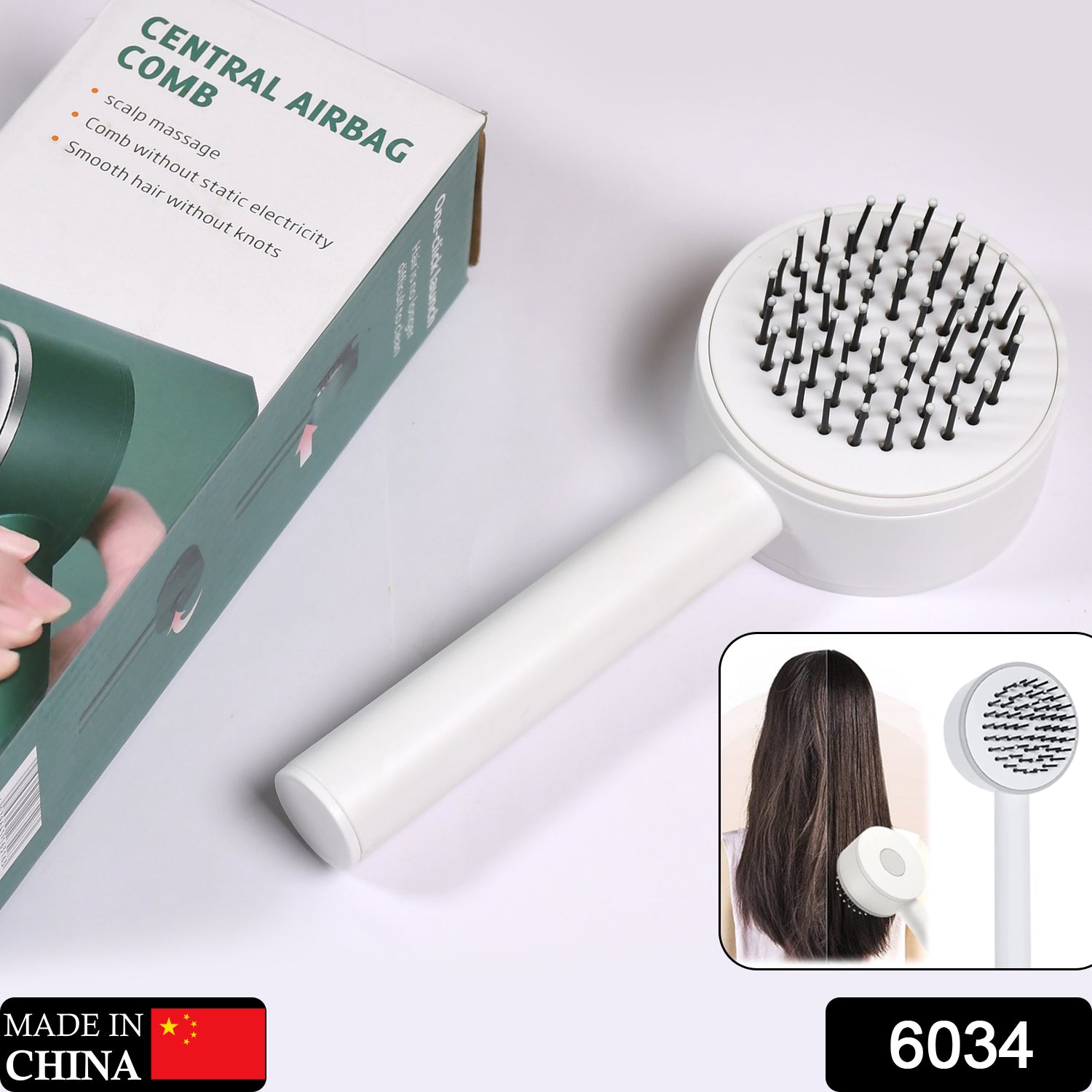 6034 Air Cushion Massage Brush, Airbag Massage Comb with Long Handle, Self-Cleaning Hair Brush, Detangling Anti-Static for All Hair 6034 Air Cushion Massage Brush, Airbag Massage Comb with Long Handle, Self-Cleaning Hair Brush, Detangling Anti-Static for All Hair